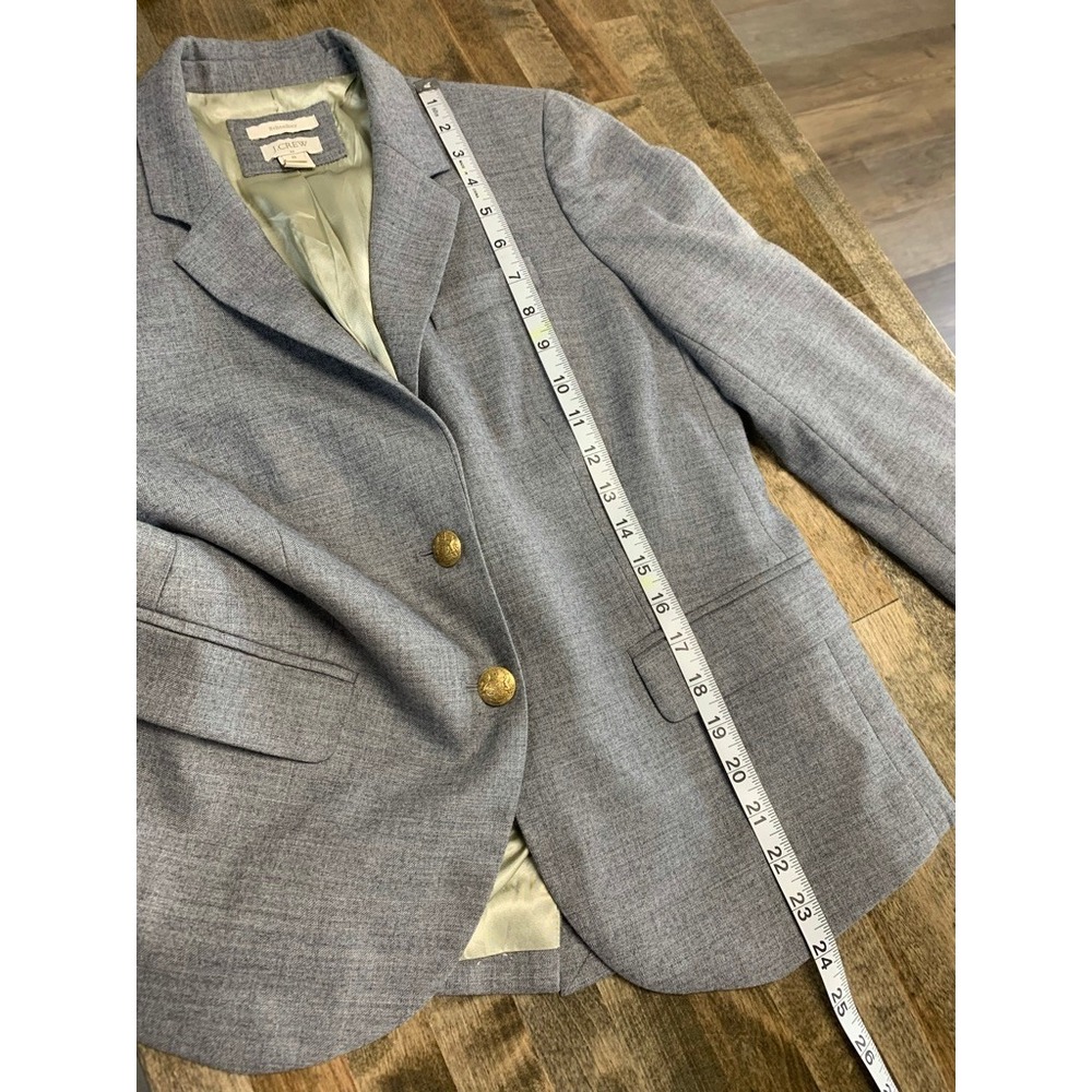 J.Crew Schoolboy Blazer Gray Wool Blend Gold Crest Button Jacket 92480 Size 8 - Picture 8 of 11